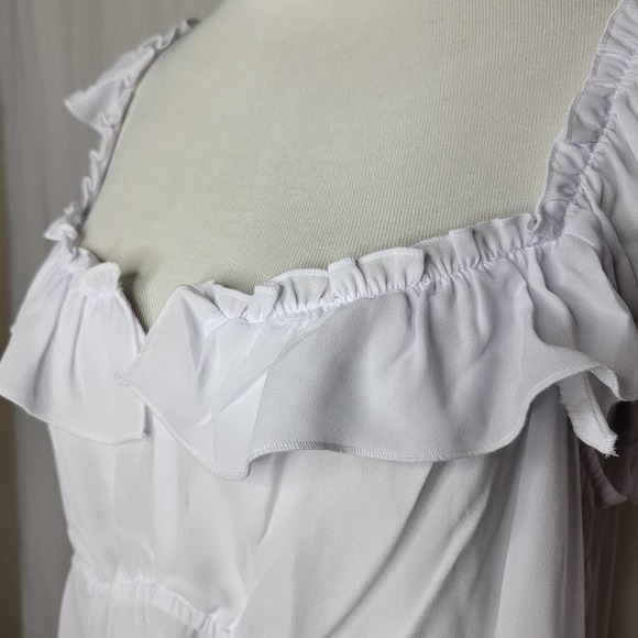 INC International Concepts Ruffle-Trim Empire Top White NWT $50 Size Large - Picture 6 of 11